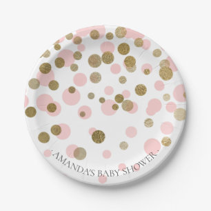 Rosa u. Goldconfetti-Babyparty 7" Platte Pappteller