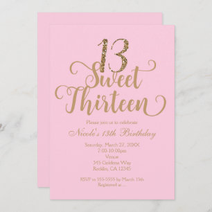 Rosa-u. Goldgeburtstags-Party Einladungen des