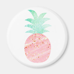 Rosa-u. GoldGlitzer-Ananas-Magnet Magnet