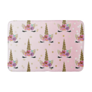 Rosa u. Goldmodisches modernes Einhorn-Horn #2 Badematte