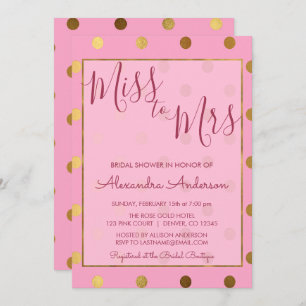 Rosa u. Goldpolka-Punkt-Fräulein zu Frau Einladung