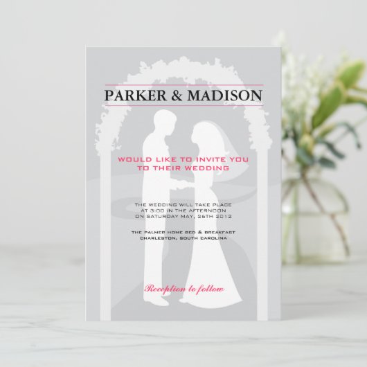 Rosa-u. Grau-Versprechen Einladung (Stehend Vorderseite)