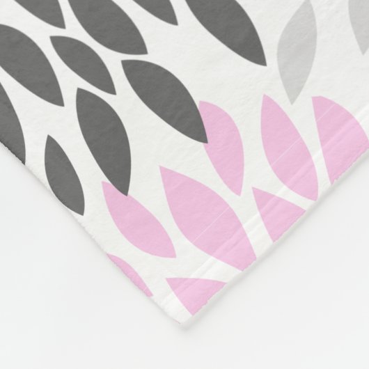 Rosa u. graue Blumen-Baby-Decke Fleecedecke (Ecke)