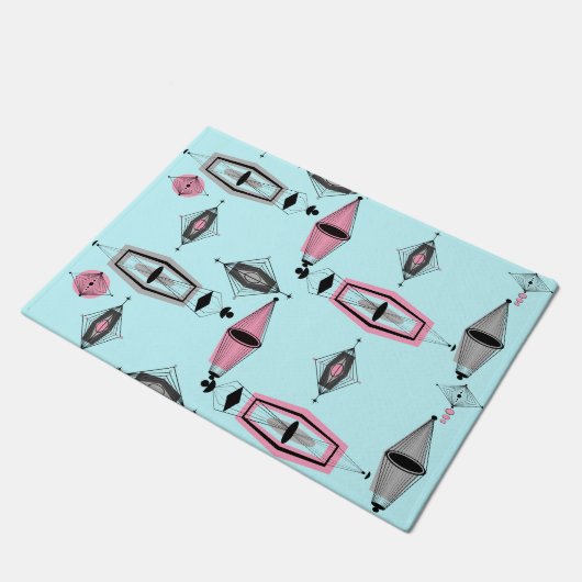 Rosa u. graue Muster-Tür-atomarmatte Fußmatte (Schrägansicht)