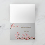 Rosa u. grauer Kirschblüten-Frühling danken Ihnen Dankeskarte (Innenseite)