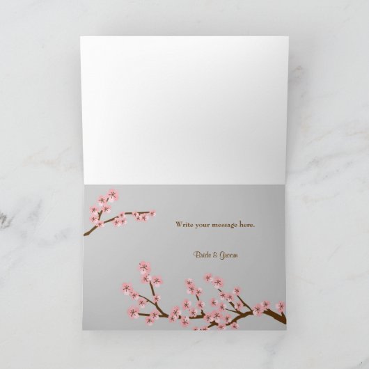 Rosa u. grauer Kirschblüten-Frühling danken Ihnen Dankeskarte (Innenseite)