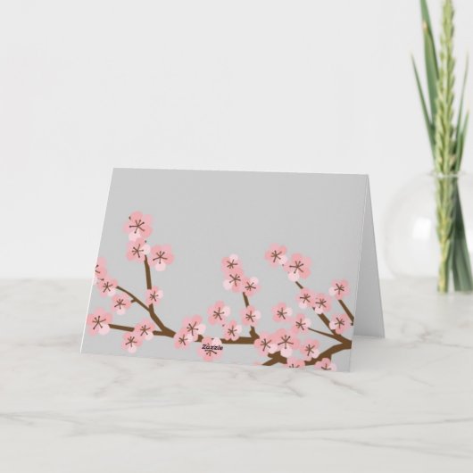 Rosa u. grauer Kirschblüten-Frühling danken Ihnen Dankeskarte (Rückseite)