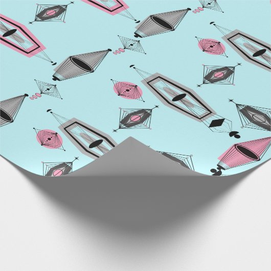 Rosa u. graues Muster-atomarPackpapier Geschenkpapier (Ecke)