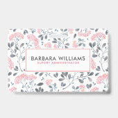 Rosa u. graues Watercolors-Blumen-Muster Ausweis (Rückseite)