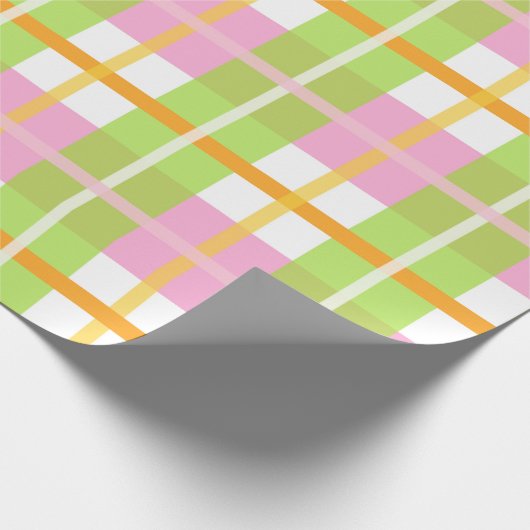 Rosa-u. Grün-kariertes Verpackungs-Papier Geschenkpapier (Ecke)
