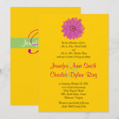 Rosa u. grüne Gerber Einladung (Vorne/Hinten)