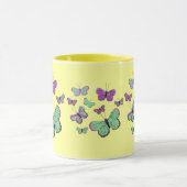 Rosa u. grüne Schmetterlinge Tasse (Zentrum)