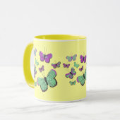 Rosa u. grüne Schmetterlinge Tasse (Vorderseite Links)