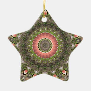 Rosa u. grüner Mandala-Entwurf Keramikornament
