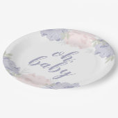 Rosa u. lila Blumenpfingstrosen-oh Pappteller (Schrägansicht)