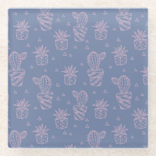 Rosa u. lila Cartoon-Kaktus-Muster Glasuntersetzer