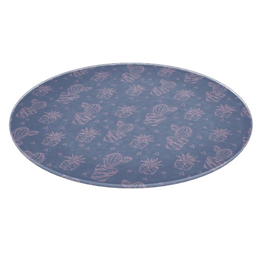 Rosa u. lila Cartoon-Kaktus-Muster Schneidebrett (Ecke)