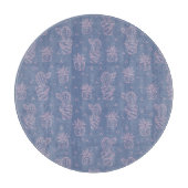 Rosa u. lila Cartoon-Kaktus-Muster Schneidebrett (Vorderseite)