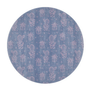 Rosa u. lila Cartoon-Kaktus-Muster Schneidebrett