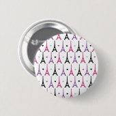 Rosa u. lila Eiffel-Turmmuster Button (Vorne & Hinten)