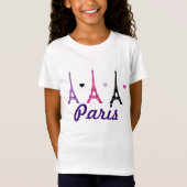 Rosa u. lila Eiffel-Turmmuster T-Shirt (Vorderseite)