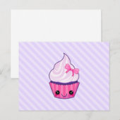 Rosa u. lila Kawaii Kuchen-Illustration Postkarte (Vorne/Hinten)