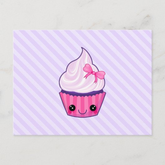 Rosa u. lila Kawaii Kuchen-Illustration Postkarte (Vorderseite)