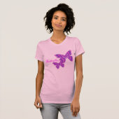 Rosa u. lila Schmetterlings-Shirt T-Shirt (Vorne ganz)