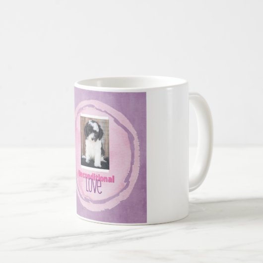 Rosa u. lila unbedingte Liebe-HundeFoto-Tasse Kaffeetasse (VorderseiteRechts)
