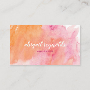Rosa u. orange Aquarell-Make-up Aritist Visitenkarte