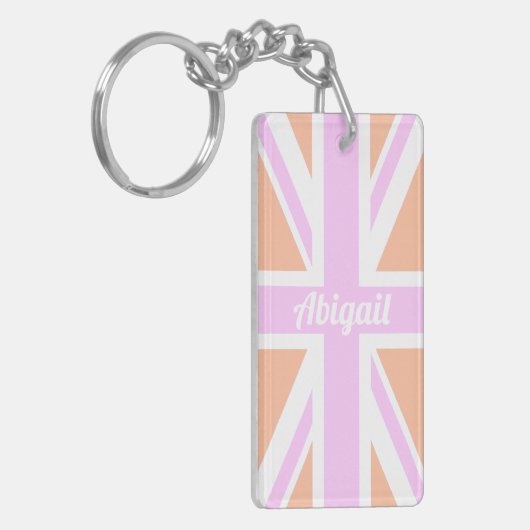 Rosa u. orange BRITISCHER Schlüsselanhänger (Vorderseite links)