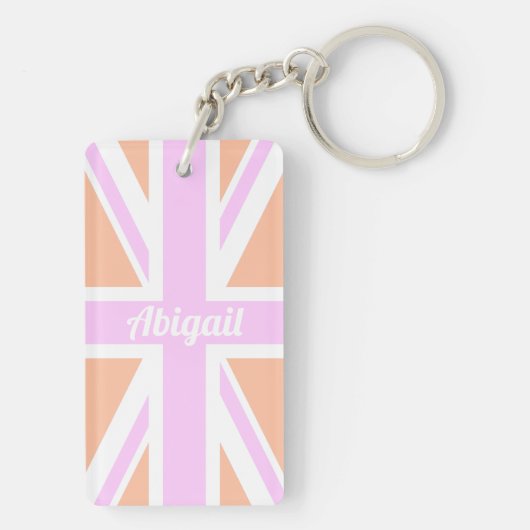 Rosa u. orange BRITISCHER Schlüsselanhänger (Rückseite)