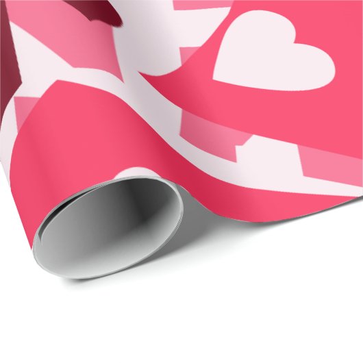 Rosa u. roter Herz-Valentinstag Geschenkpapier (Rolleneckpunkt)