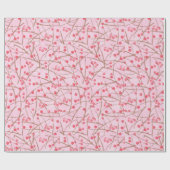 Rosa u. rotes Stechpalmen-Papier-Weihnachten Geschenkpapier (Flach)