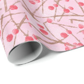 Rosa u. rotes Stechpalmen-Papier-Weihnachten Geschenkpapier (Rolleneckpunkt)