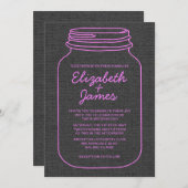 Rosa-u. Schwarz-rustikale Einladung (Vorne/Hinten)