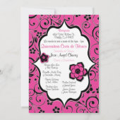 Rosa-u. Schwarz-Spanisch Quinceañera Einladung (Rückseite)