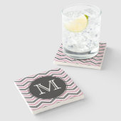 Rosa-u. Schwarz-Zickzack Steinuntersetzer (Seitenansicht)