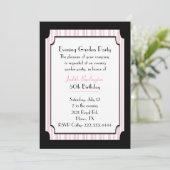 Rosa u. schwarze Kunst-Deko-inspirierte Party Einladung (Stehend Vorderseite)