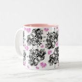 Rosa u. schwarze O'Kane Logo-Tasse Zweifarbige Tasse (Vorderseite Links)