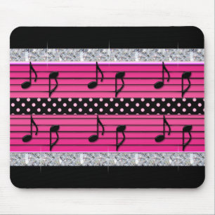 Rosa u. schwarze Tupfen-Diamanten u. musikalische Mousepad