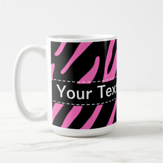 Rosa u. schwarze Zebra-Streifen; Tierdruck Kaffeetasse