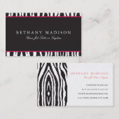 Rosa u. schwarze Zebra-Visitenkarten Visitenkarte (Vorne/Hinten)