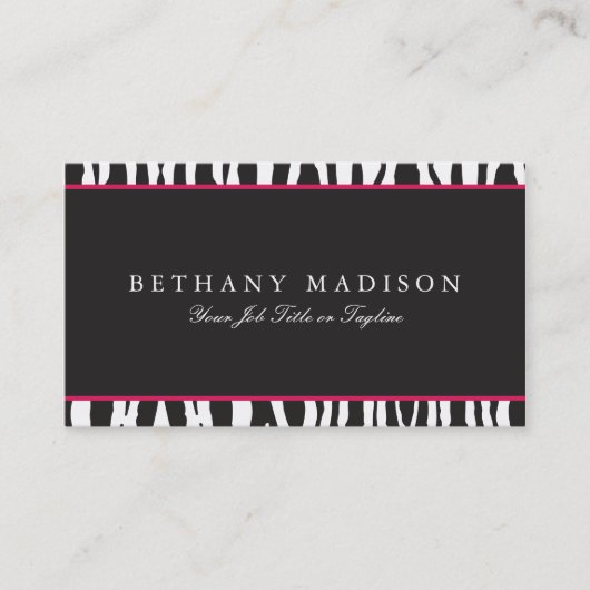Rosa u. schwarze Zebra-Visitenkarten Visitenkarte (Vorderseite)