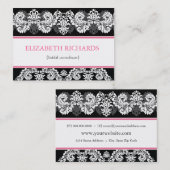 Rosa u. schwarzer Brokat-mollige Visitenkarte (Vorne/Hinten)