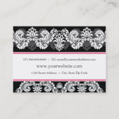 Rosa u. schwarzer Brokat-mollige Visitenkarte (Rückseite)