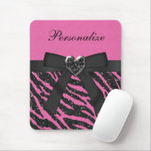 Rosa u. schwarzer Zebra DruckGlitzer u. Bogen Mousepad (Mit Mouse)