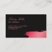 Rosa u. schwarzes Brushstroke-Make-up Visitenkarte (Rückseite)
