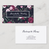 Rosa u. violette Rosen-Blumenmuster Visitenkarte (Vorne/Hinten)