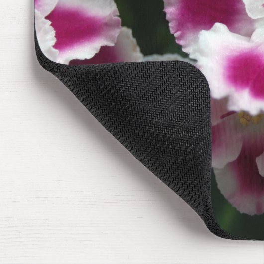 Rosa u. Weiß gekräuseltes Usambaraveilchen Mousepad (Ecke)